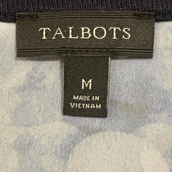 Talbots Blouse Women's Medium Blue Pullover Short Sleeves - Picture 5 of 12